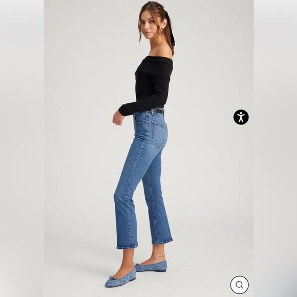 SPRWMN Jeans REVOLVE NWT Charlotte Crop Flare High Waist Selvedge Blue Size 27 - Picture 4 of 16